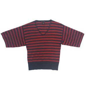 New York & Company Women's Red Gray Striped Sweater Size XS Extra Small